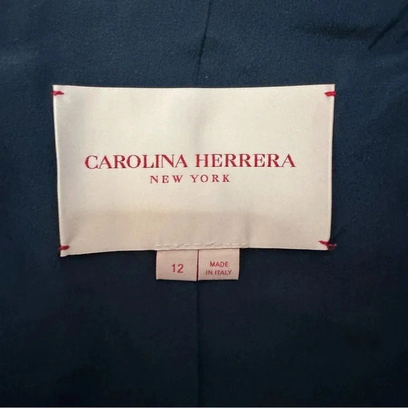 Carolina Herrera Blue Floral Print Knee Length Dress and Jacket Woman Size XL - Picture 6 of 7